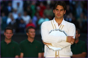 A distraught Federer
